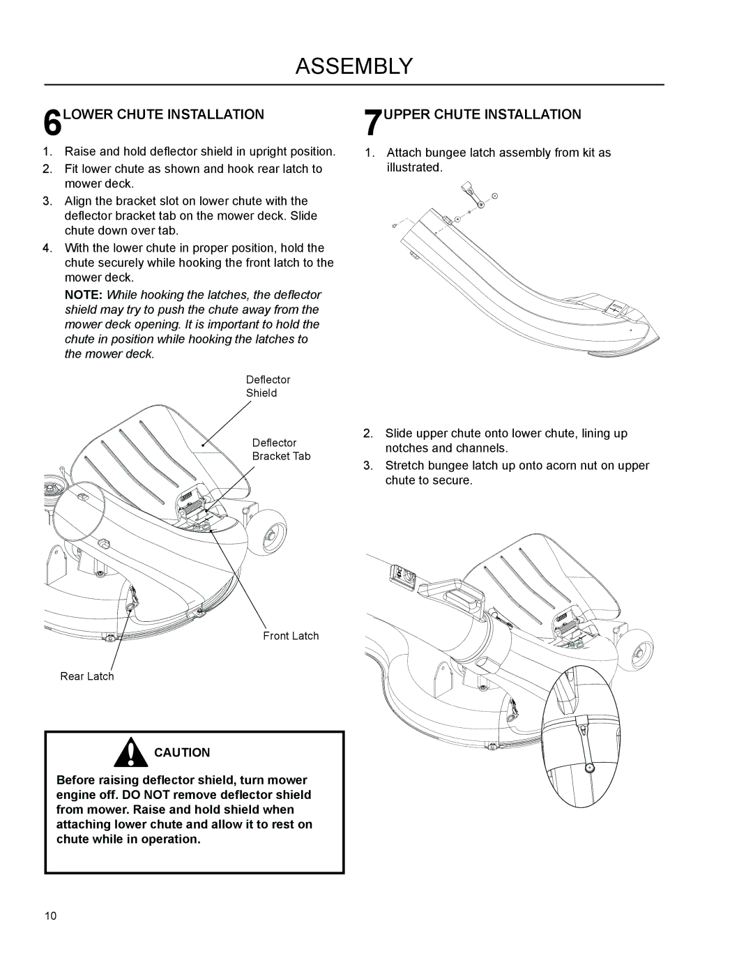 Dixon 966 004201 manual 6LOWER Chute Installation, 7UPPER Chute Installation 