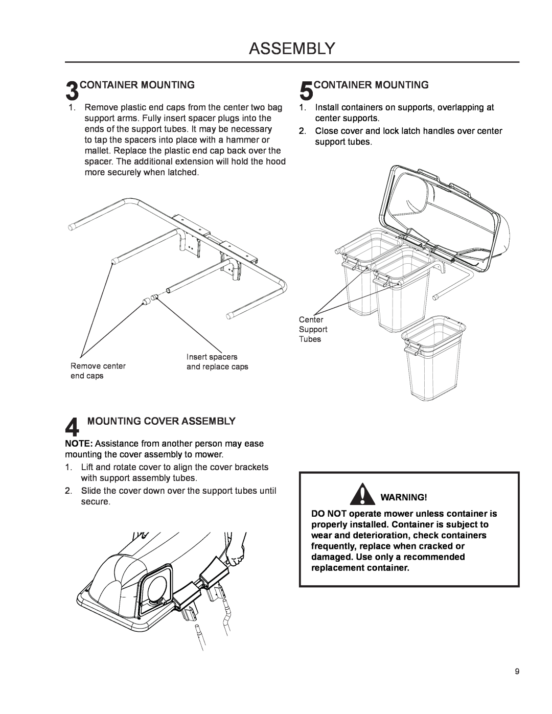 Dixon 966 004201 manual 3CONTAINER MOUNTING, 5CONTAINER MOUNTING, Mounting Cover Assembly 