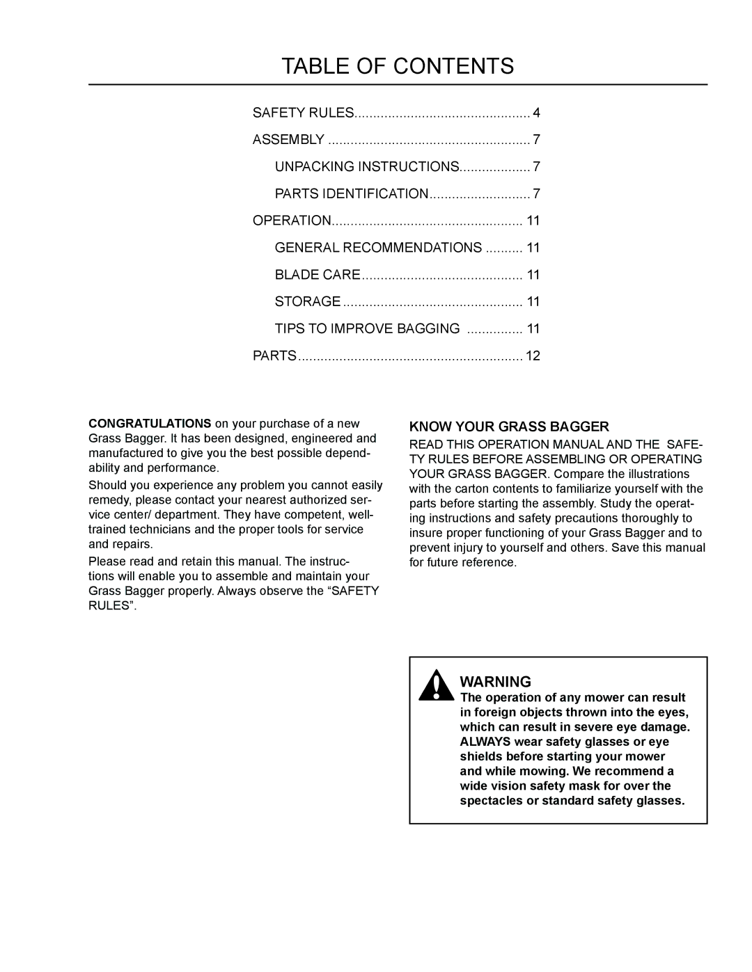 Dixon 966 004301, 115 150227 manual Table of Contents 