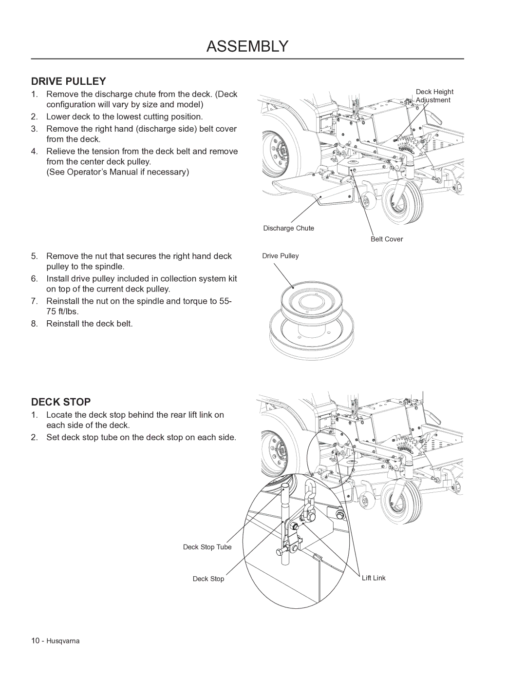 Dixon 966 004901 manual Drive Pulley, Deck Stop 