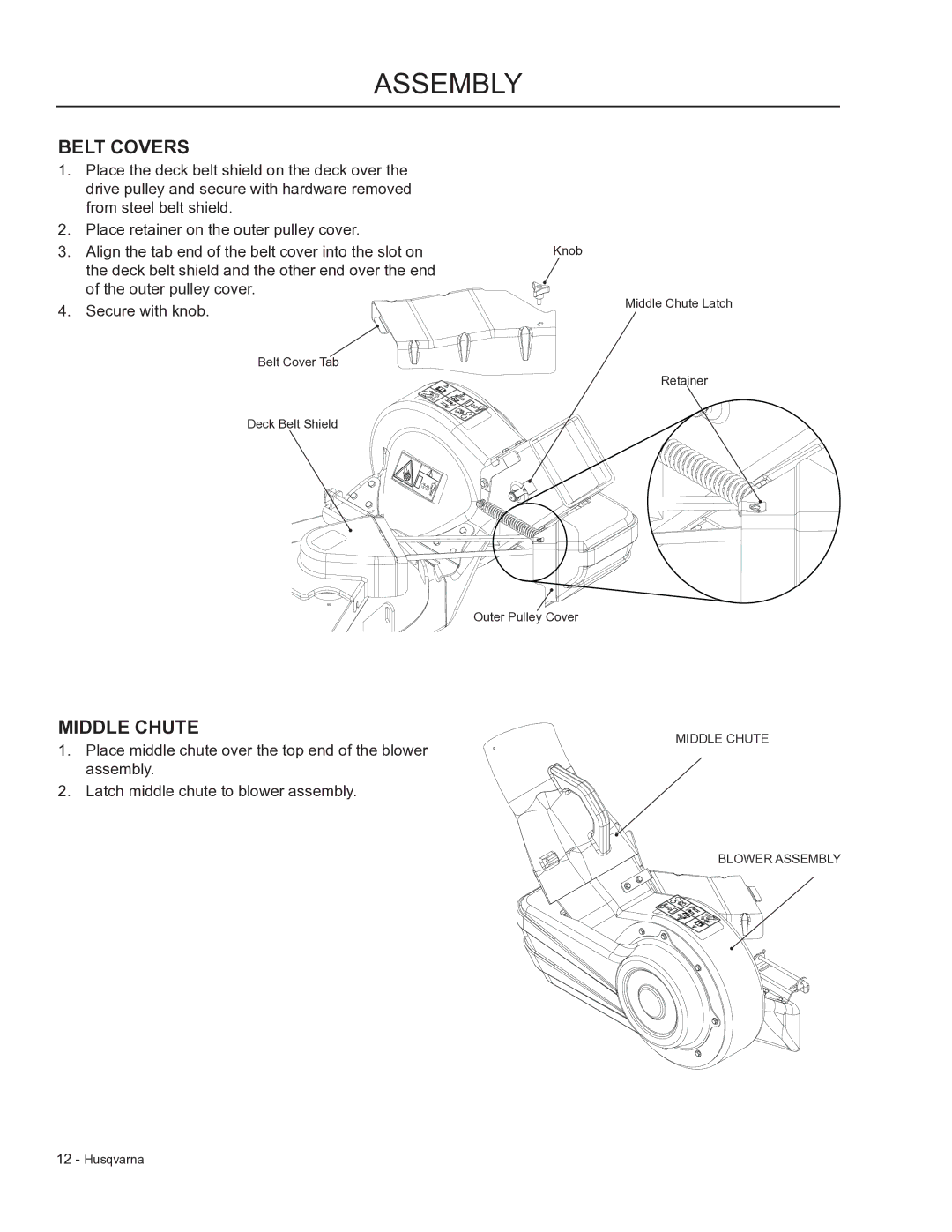 Dixon 966 004901 manual Belt Covers, Middle Chute 