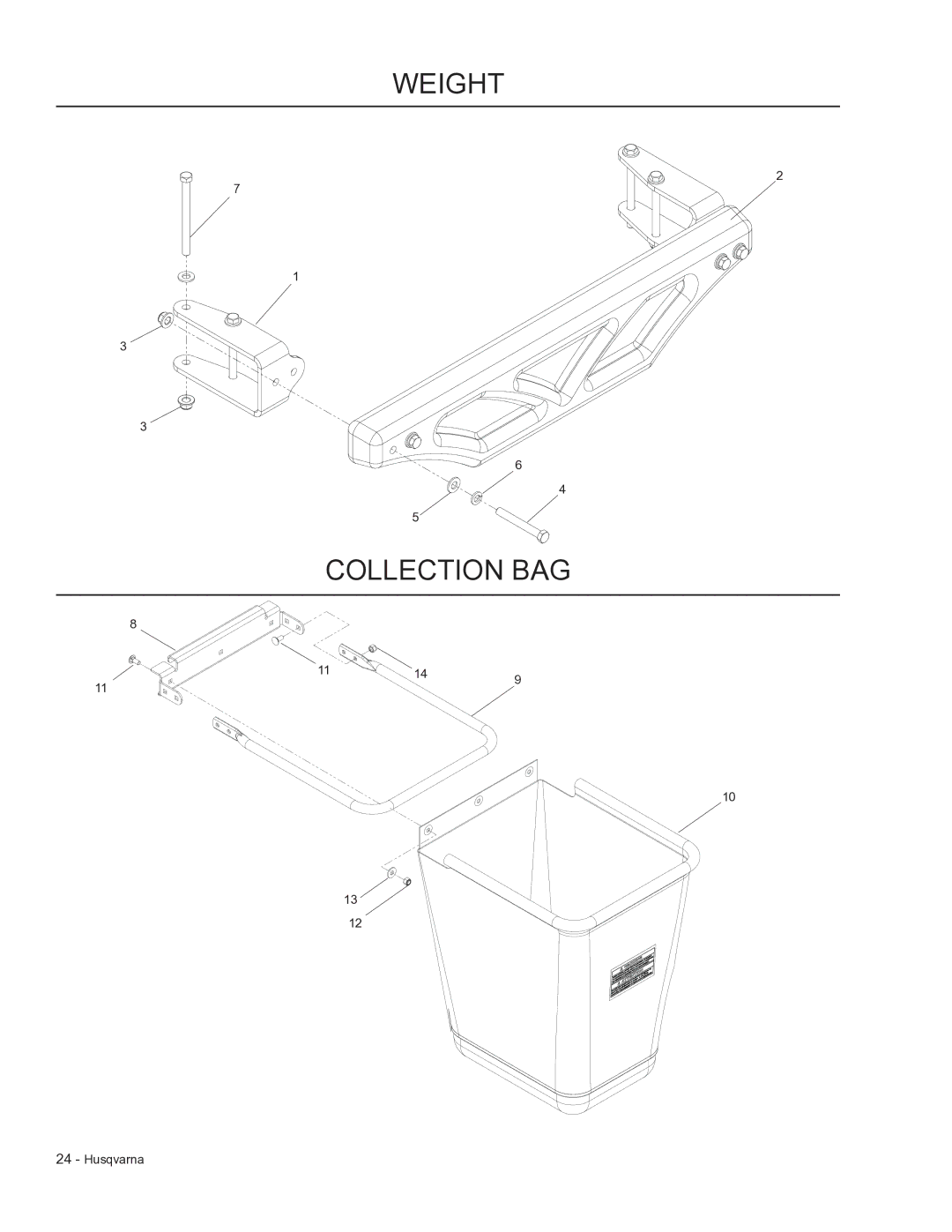 Dixon 966 004901 manual Weight Collection BAG 