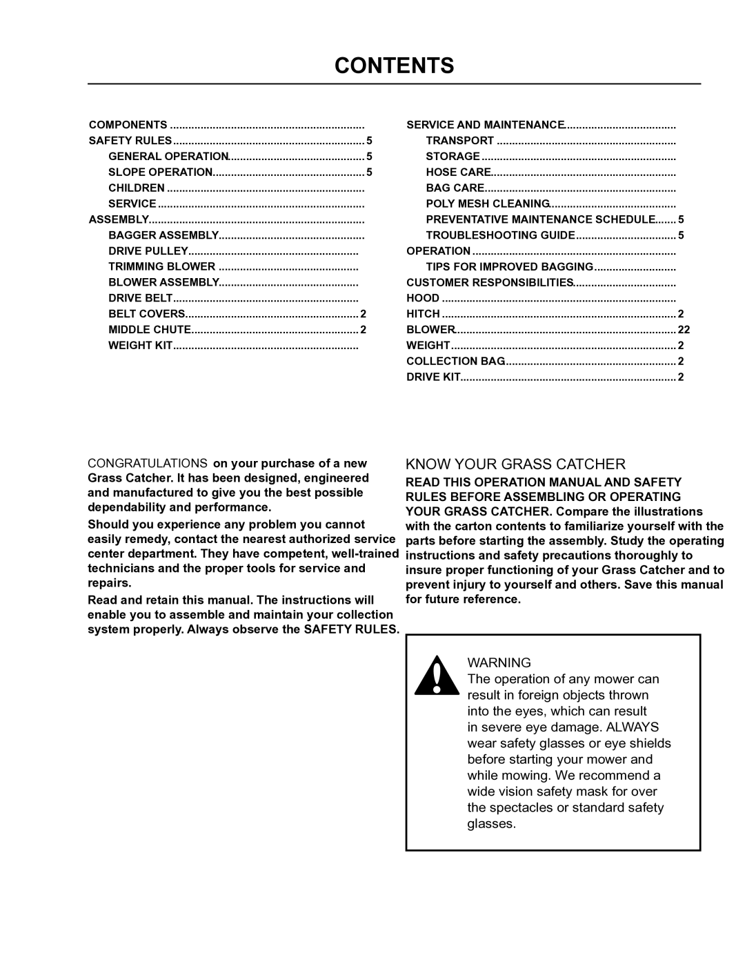 Dixon 966 004901 manual Contents 