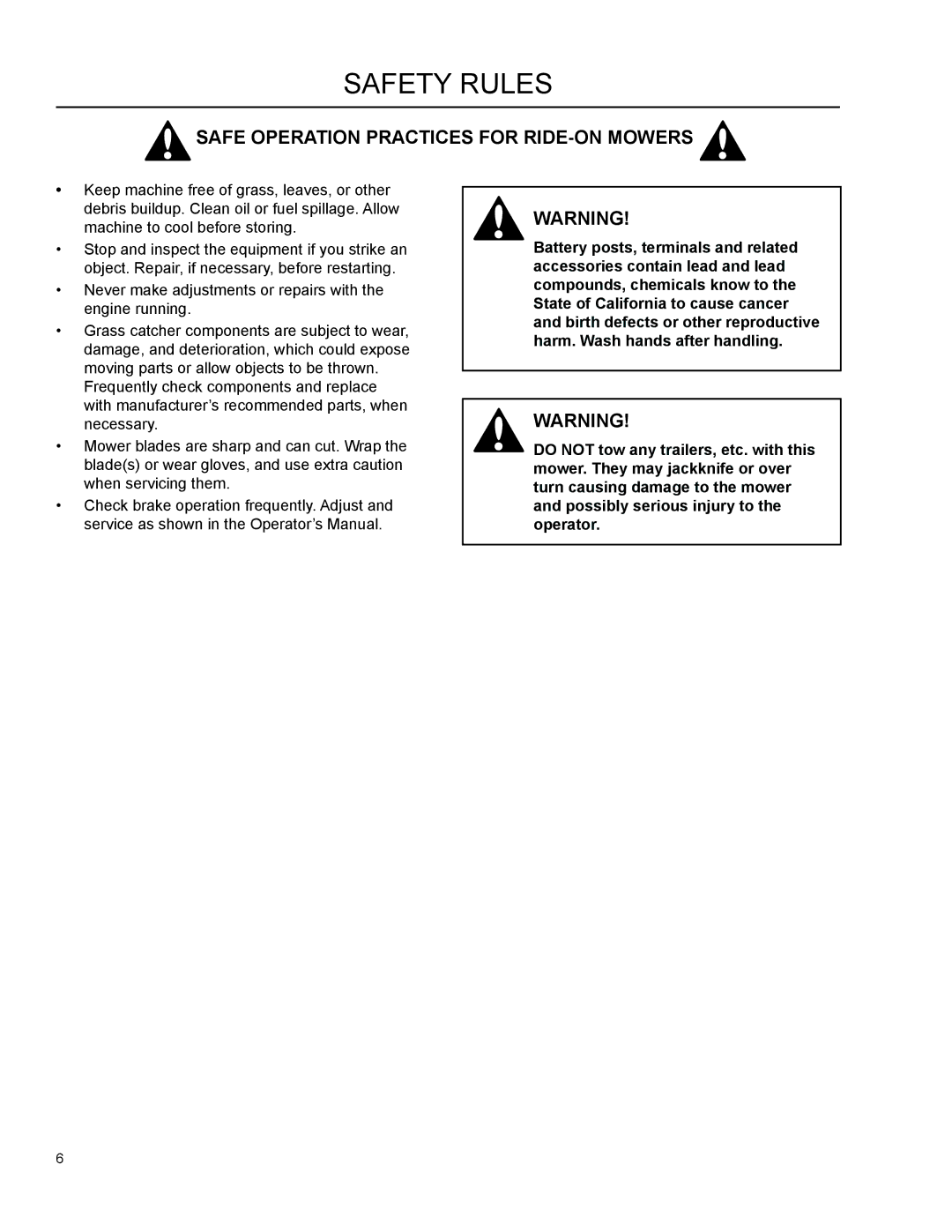 Dixon 966004101 manual Safety Rules 