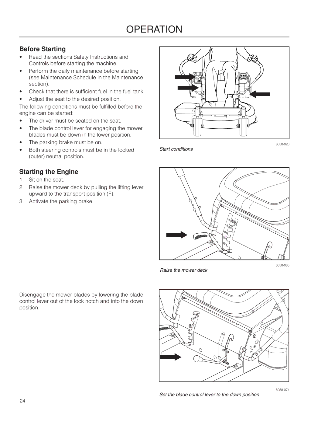 Dixon 966494901 manual Before Starting, Starting the Engine 