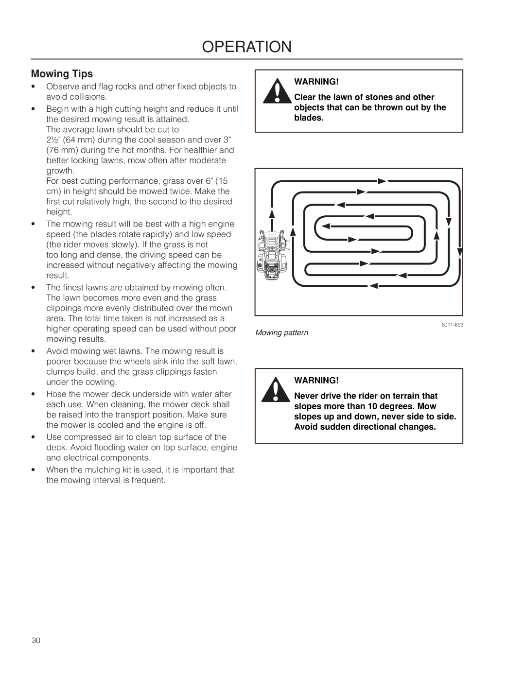 Dixon 966494901 manual Mowing Tips 