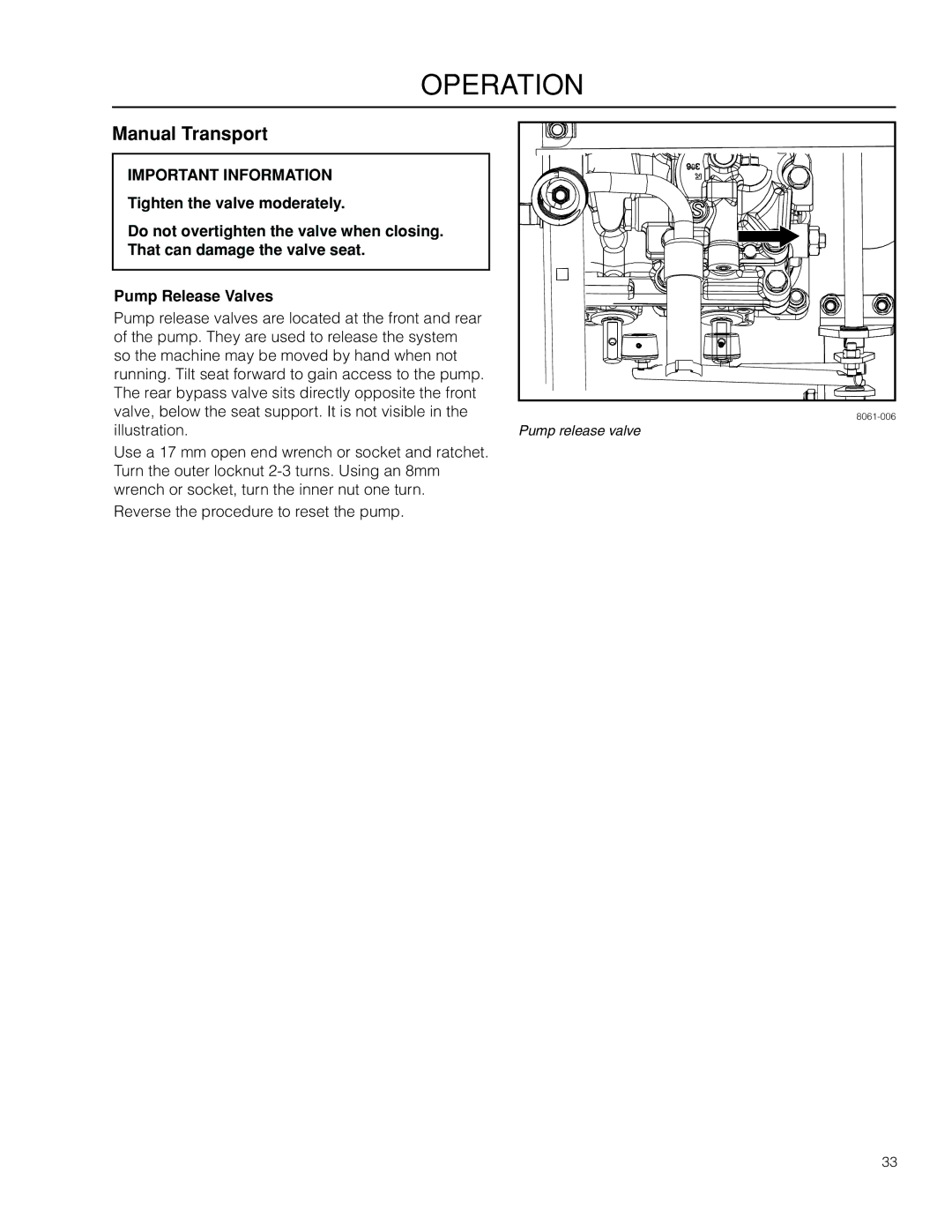 Dixon 966985401, 966985402 manual Manual Transport 