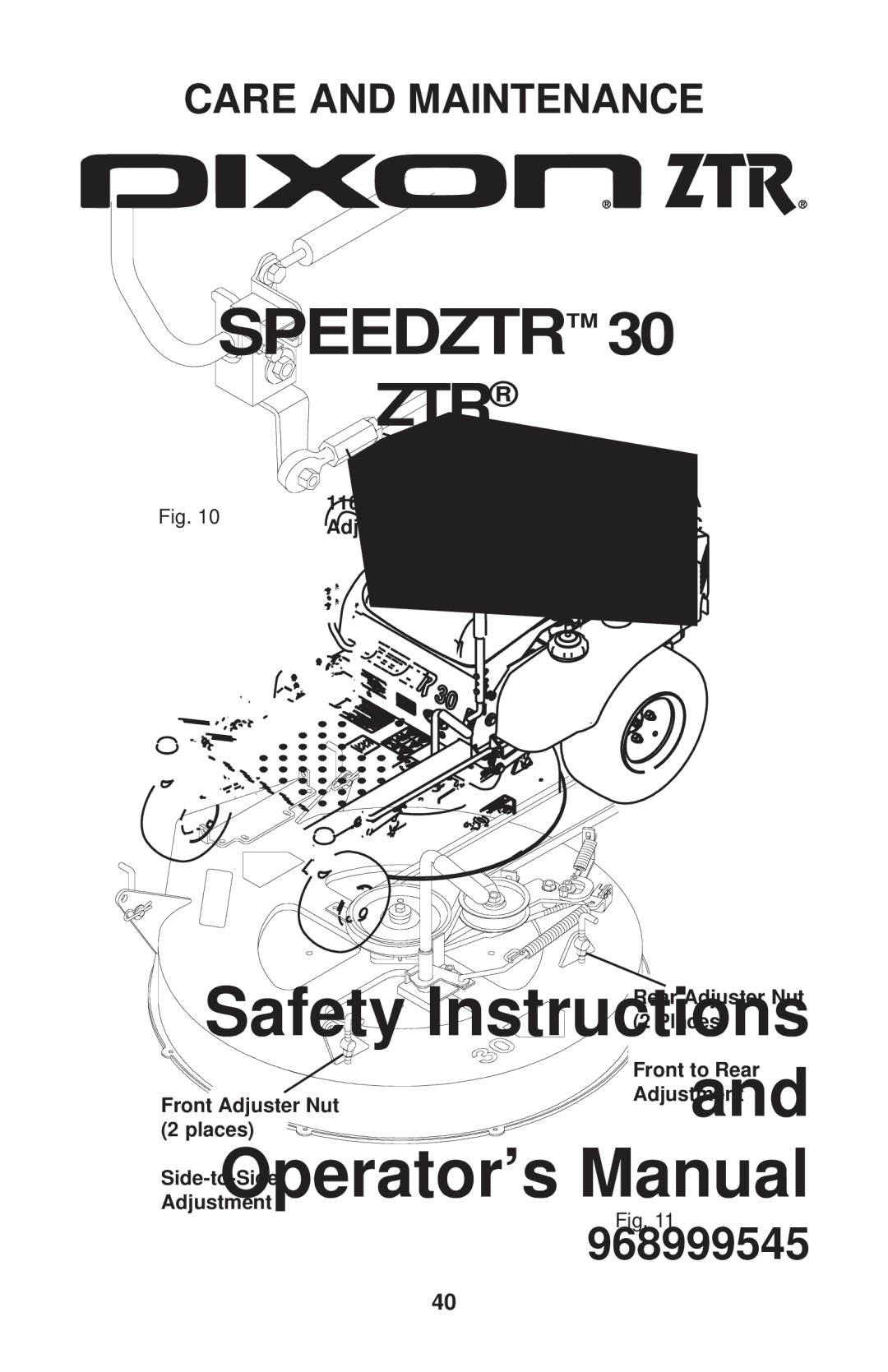 Dixon 968999545 manual Jam Nut 