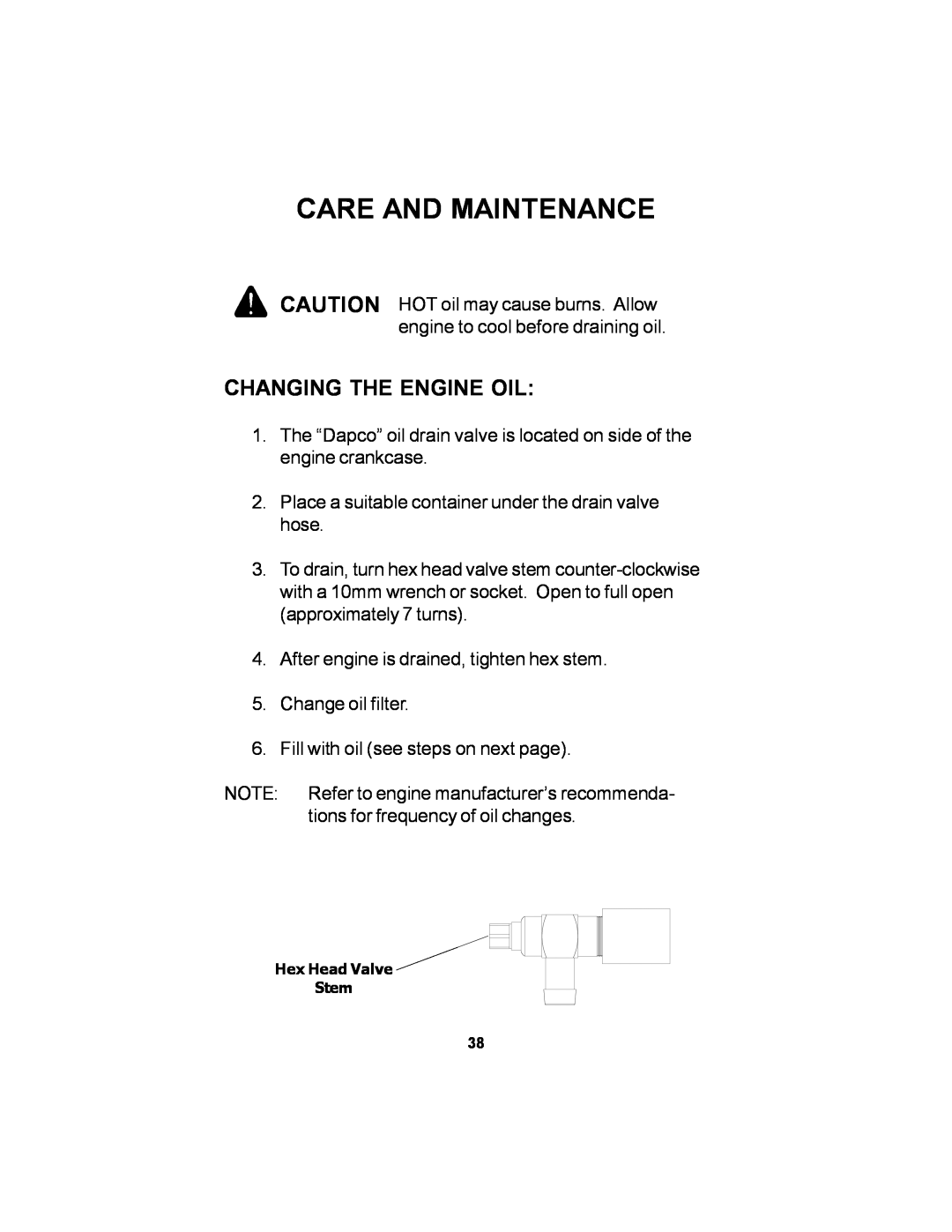 Dixon ELS 60 manual Changing The Engine Oil, Care And Maintenance 