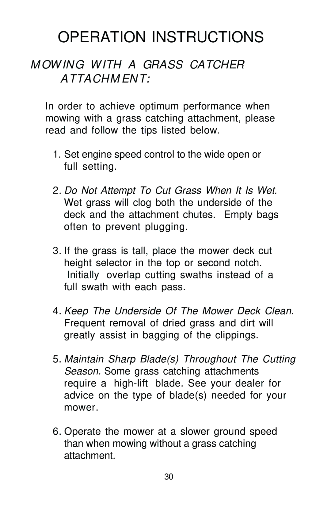 Dixon HL 36, HL 42, HL 30, 16246-0803 manual Mowing with a Grass Catcher Attachment 