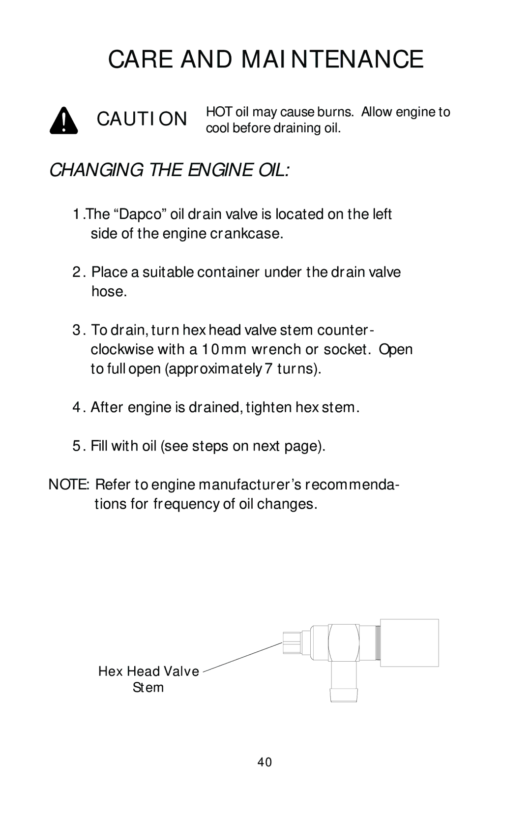 Dixon HL 36, HL 42, HL 30, 16246-0803 manual Changing the Engine OIL 