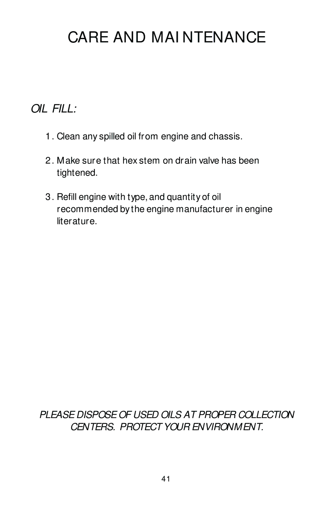 Dixon HL 42, HL 36, HL 30, 16246-0803 manual OIL Fill 