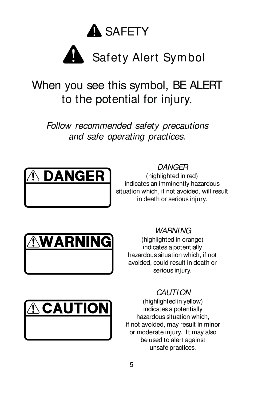 Dixon HL 36, HL 42, HL 30, 16246-0803 manual Safety Alert Symbol 