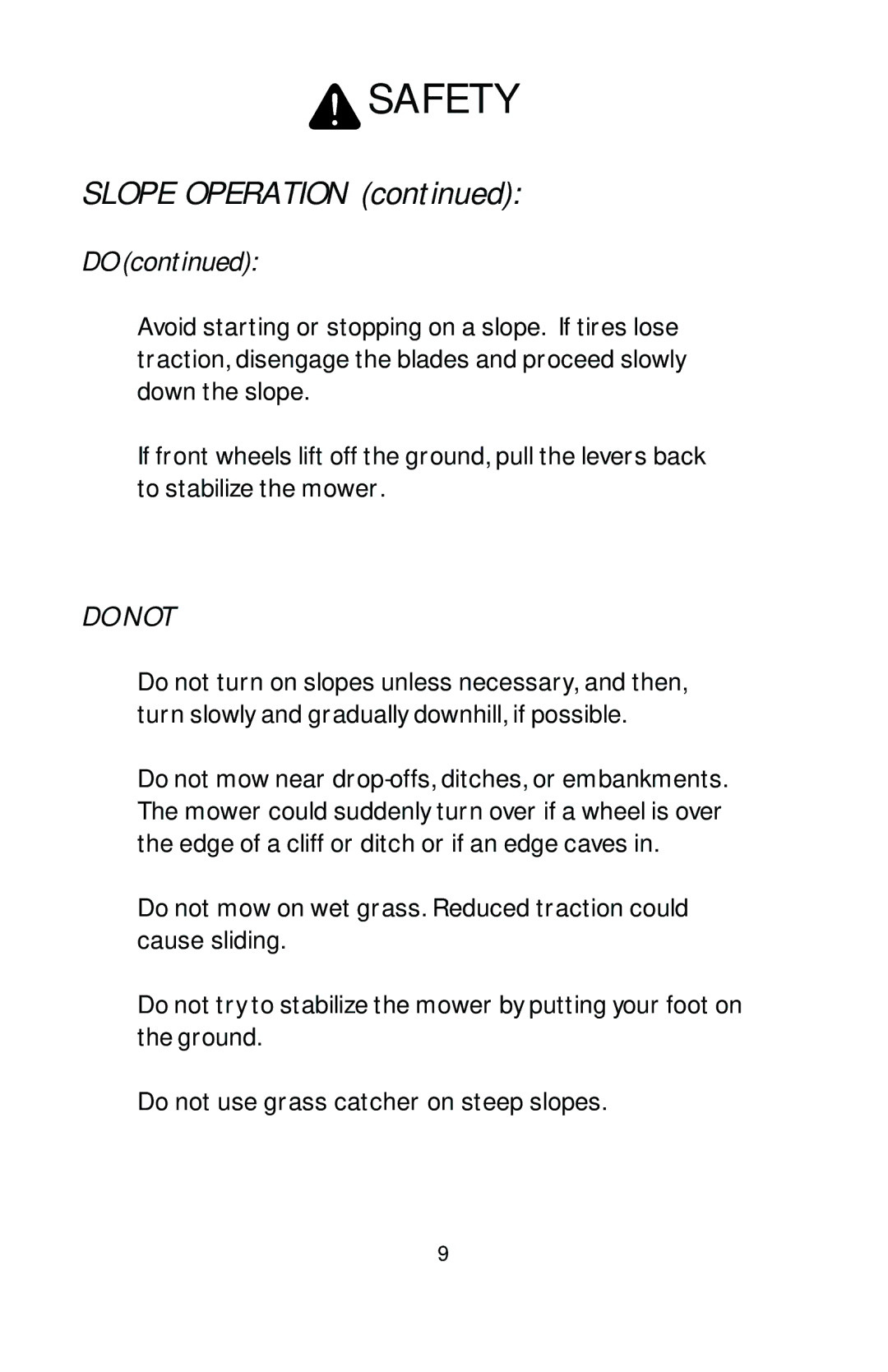 Dixon 16246-0803, HL 36, HL 42, HL 30 manual Slope Operation, Do not 