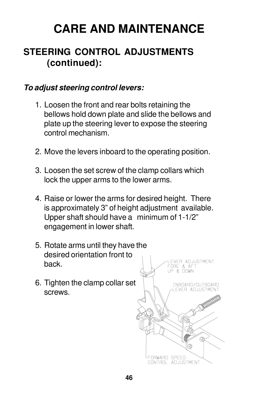 Dixon Operator's Manual electric lawn mower Grizzly 2005 Steering Control Adjustments, To adjust steering control levers 