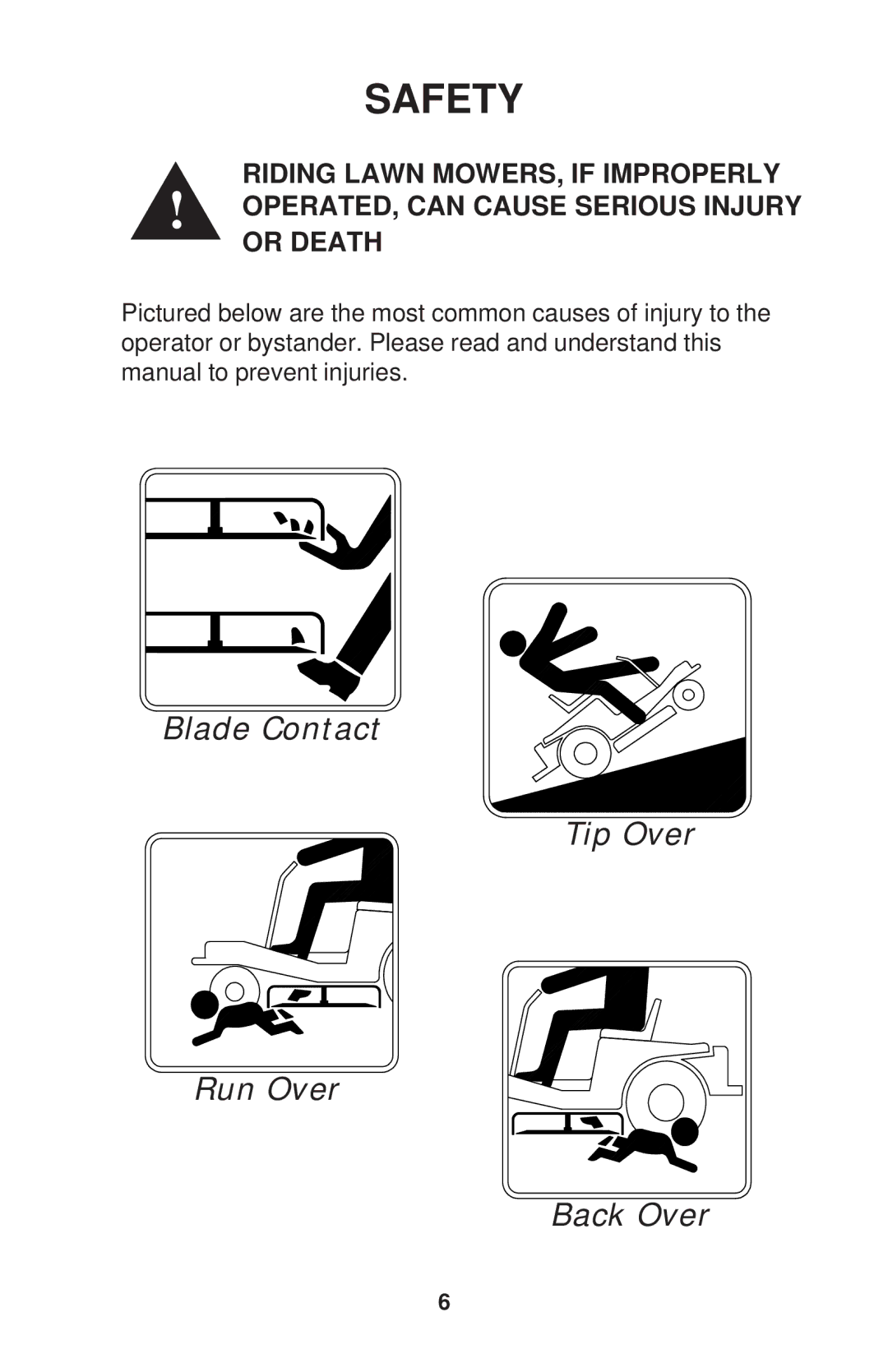 Dixon KOH/968999560, RAM 50 MAG KOH/968999563, RAM MAG 50, RAM 44, RAM MAG 44, HON/968999559, KAW /968999561 manual Safety 