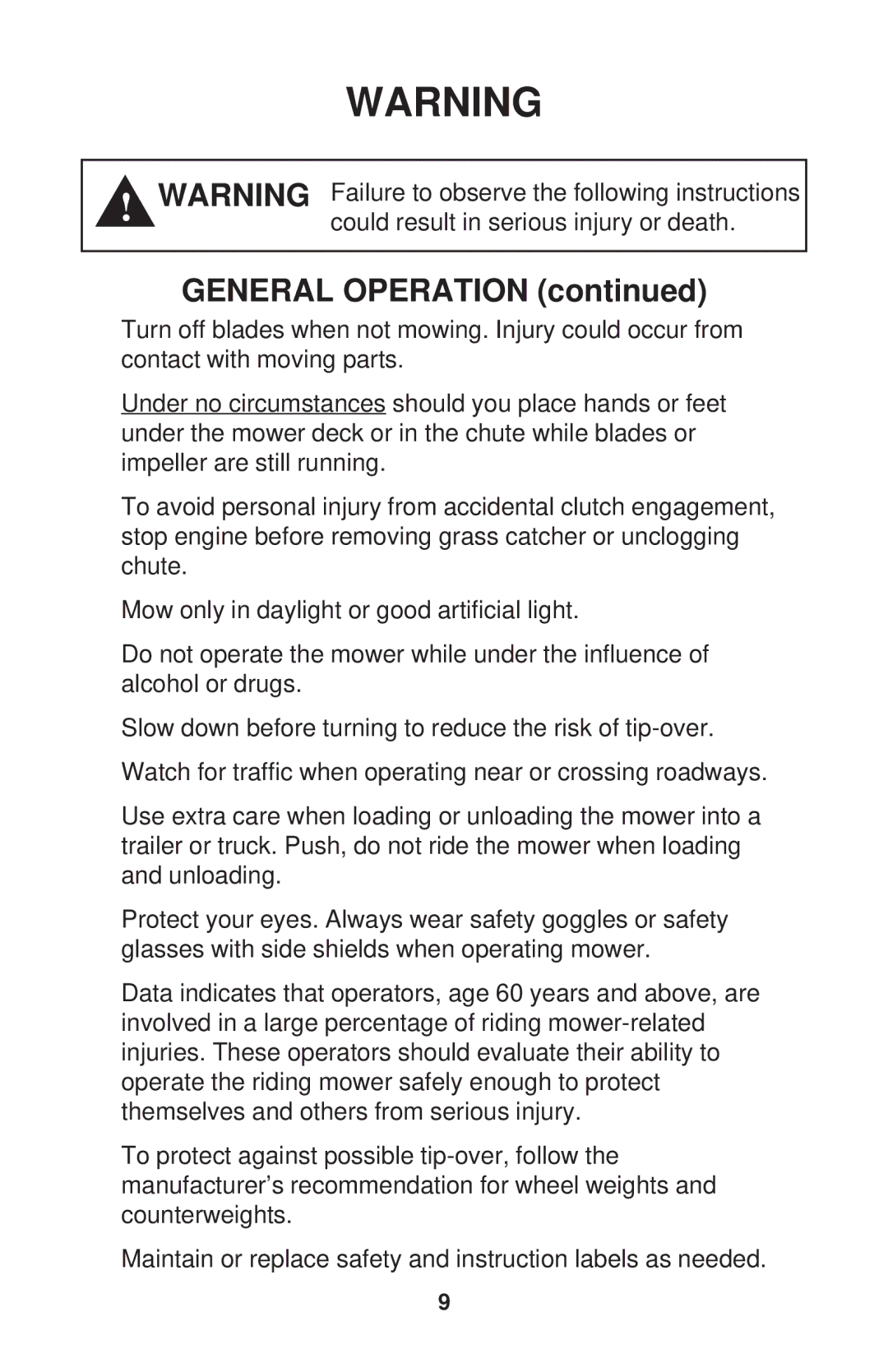 Dixon HON/968999562, RAM 50 MAG KOH/968999563, RAM MAG 50, RAM 44, RAM MAG 44, KOH/968999560, HON/968999559 General Operation 