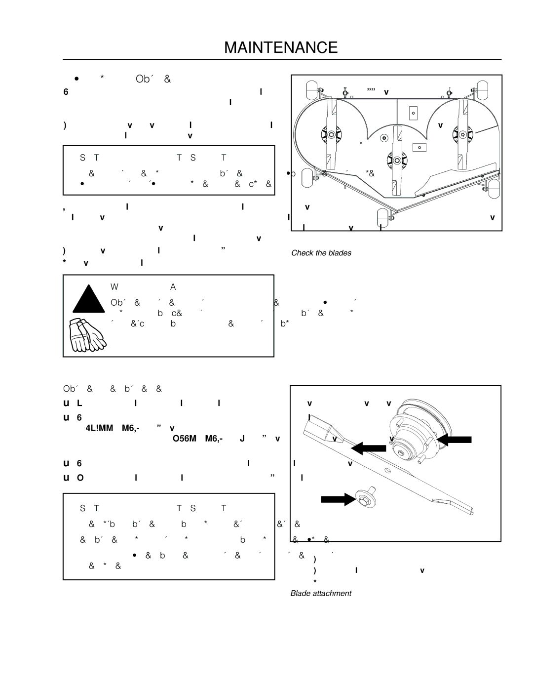 Dixon 966057501, SE 5225 KOH CE manual Cutting Blades, Blade replacement 