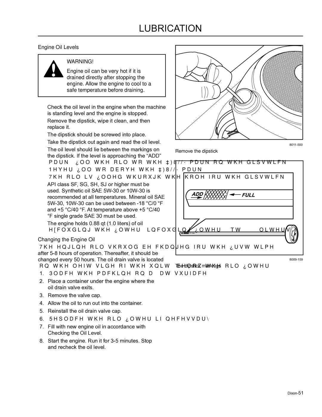 Dixon SE 6125 KOH BF, SE 5223 VAN BF, 965884601, 965884701, 965871801, 965871802 manual Changing the Engine Oil 