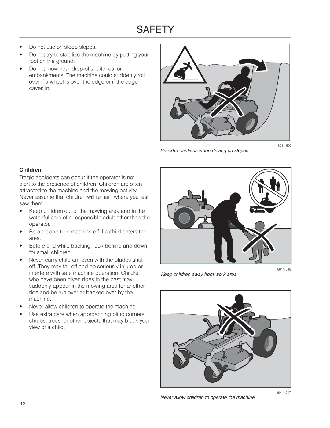 Dixon SPDZTR 30 BF, 966043101, 966064401 manual Children 