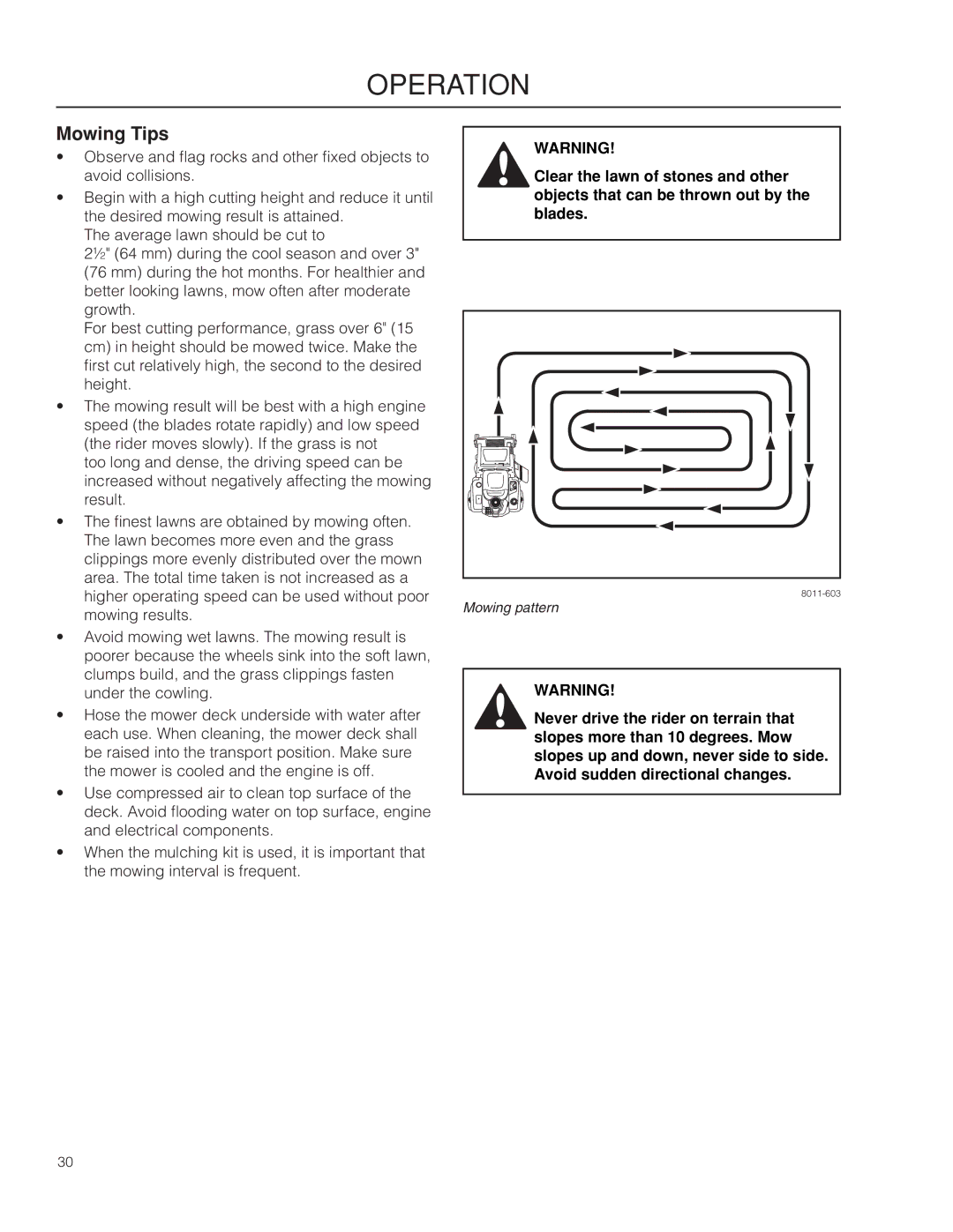 Dixon 966043101, SPDZTR 30 BF, 966064401 manual Mowing Tips 