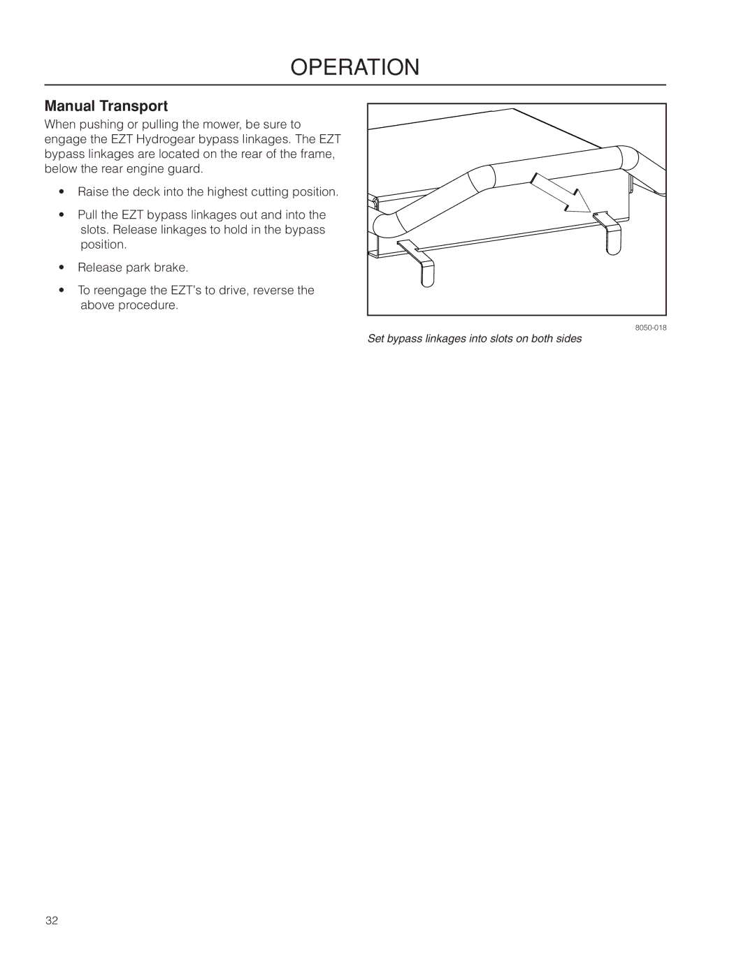 Dixon SPDZTR 30 BF, 966043101, 966064401 manual Manual Transport 