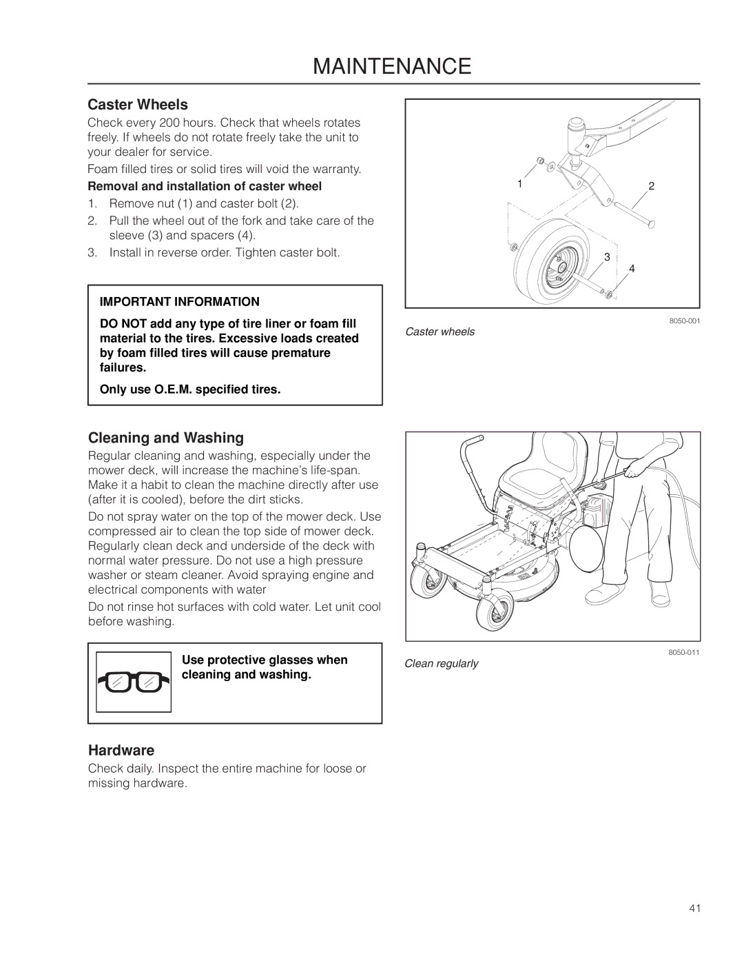 Dixon SPDZTR 30 BF, 966043101 Caster Wheels, Cleaning and Washing, Hardware, Removal and installation of caster wheel 