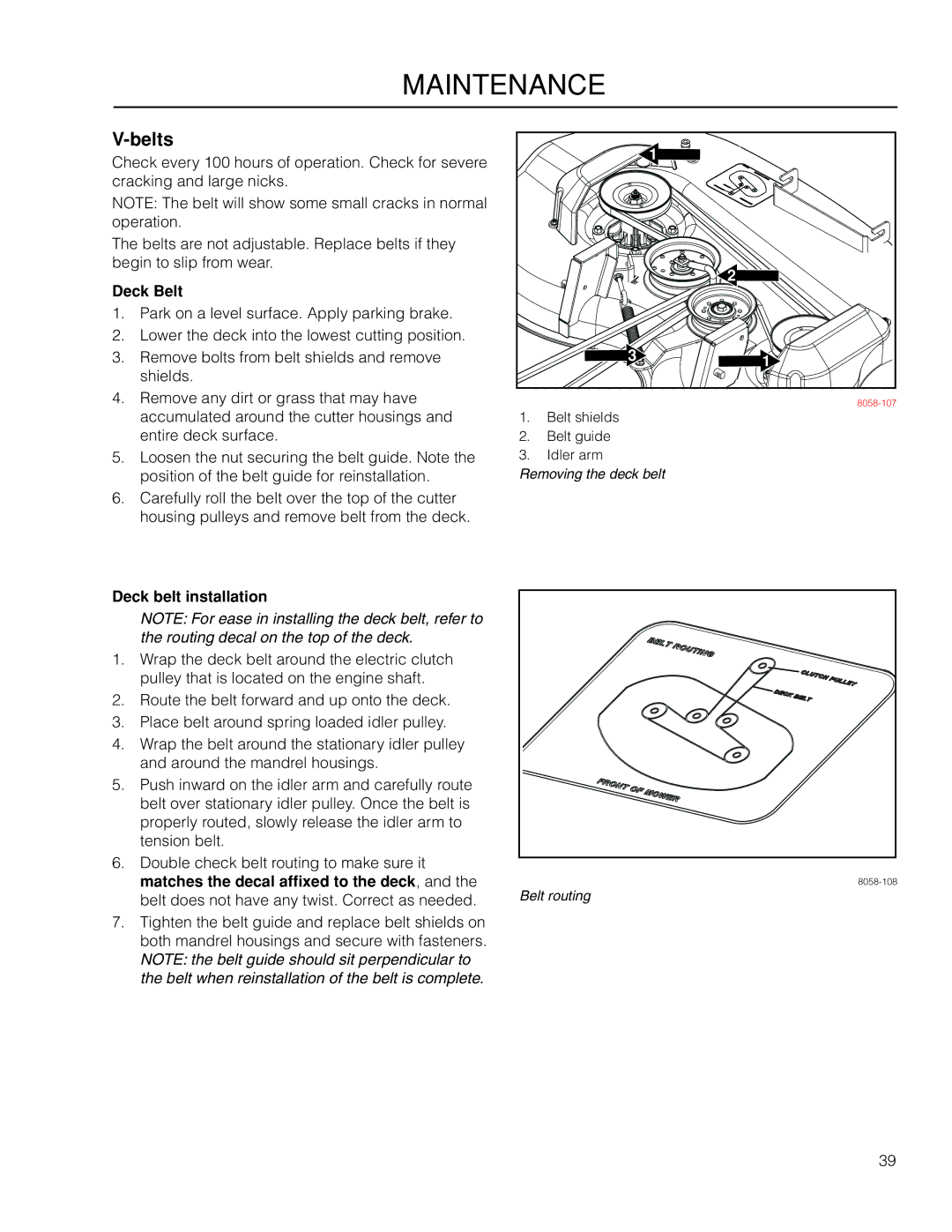 Dixon 966503601, SZ4619 CA manual Belts, Deck Belt, Deck belt installation 