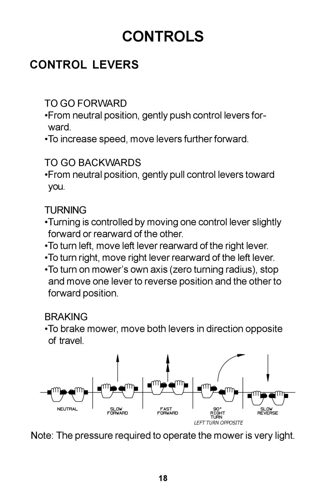 Dixon Zero-Turn Riding Mower manual Controls, Control Levers 