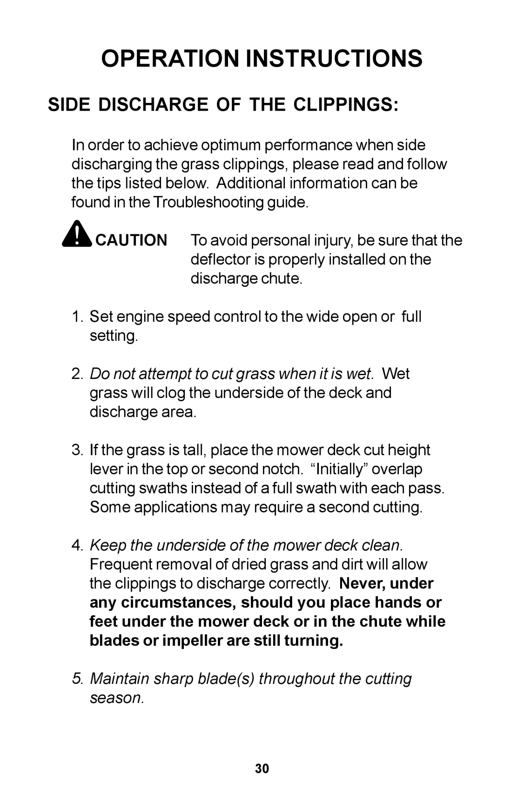 Dixon Zero-Turn Riding Mower manual Side Discharge of the Clippings 