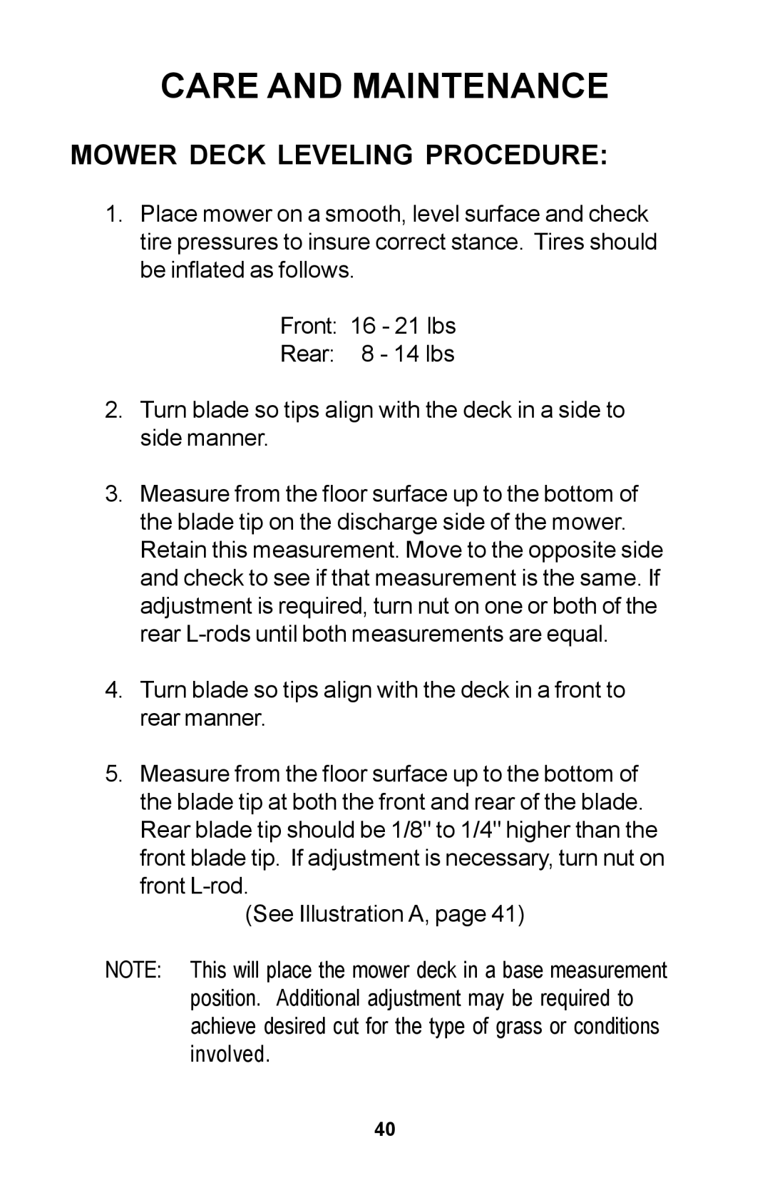 Dixon Zero-Turn Riding Mower manual Mower Deck Leveling Procedure 