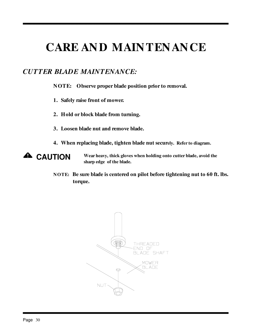 Dixon ZTR 2301 manual Cutter Blade Maintenance 