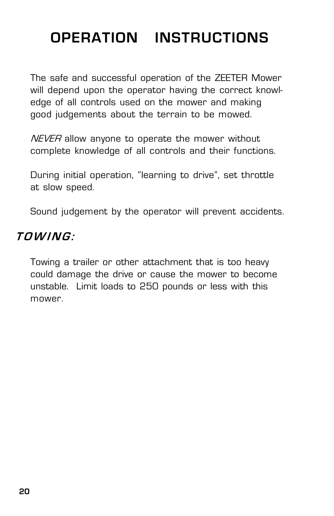 Dixon ZTR 30, 14186-0303 manual Operation Instructions, W I N G 