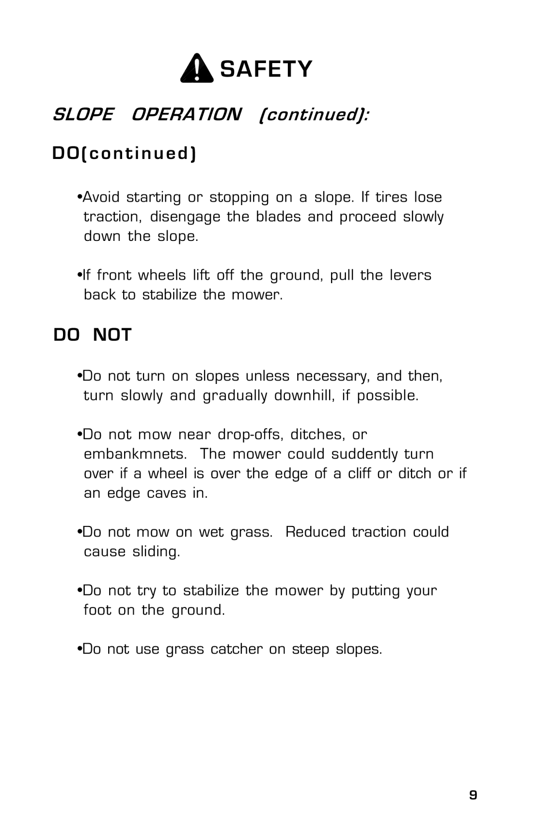 Dixon 14186-0303, ZTR 30 manual Slope Operation, Do not 