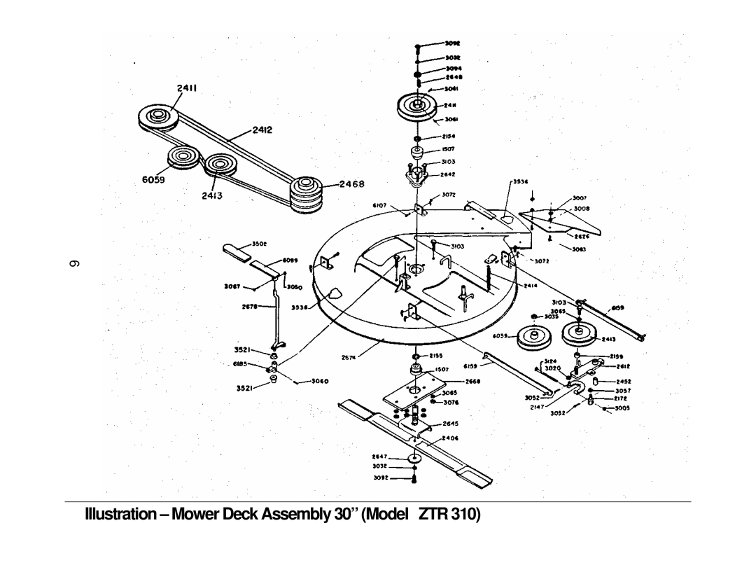 Dixon ZTR 310 brochure Illustration Mower Deck Assembly 30 Model ZTR 