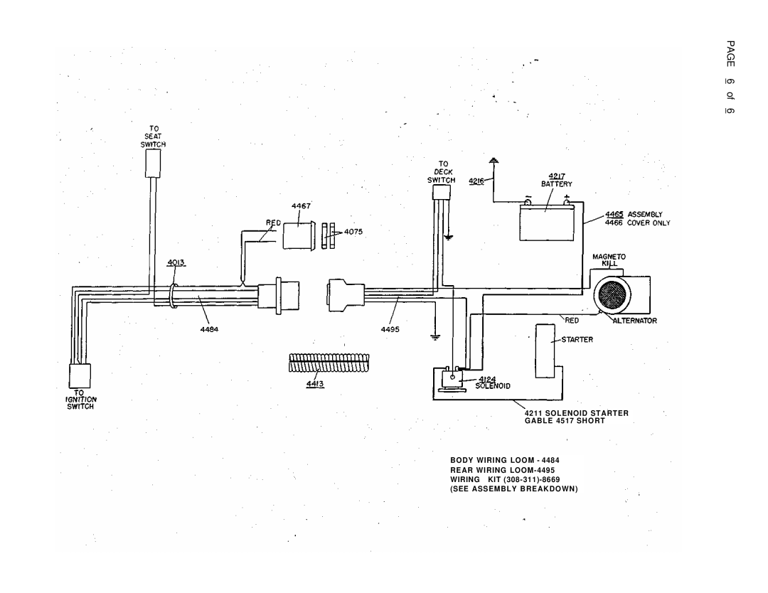 Dixon ZTR 311, ZTR 308 brochure PAGE 6 of, SOLENOID STARTER GABLE 4517 SHORT, See Assembly Breakdown 