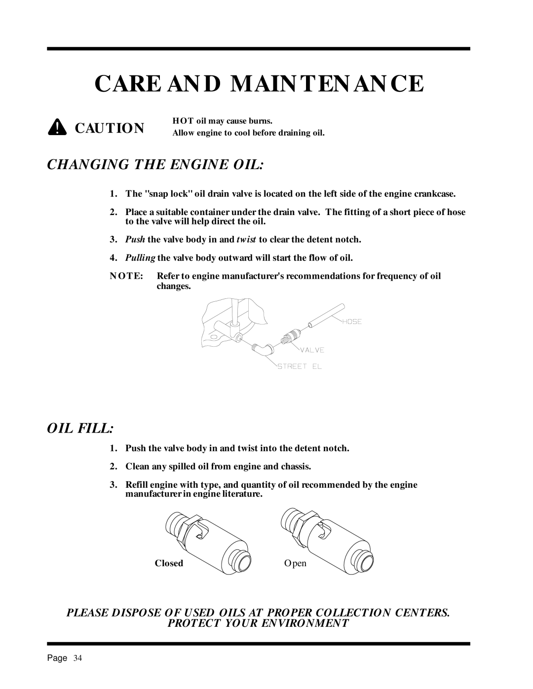 Dixon 1855-0599, ZTR 3303, ZTR 3304, 6520-1099 manual Changing the Engine OIL, OIL Fill 