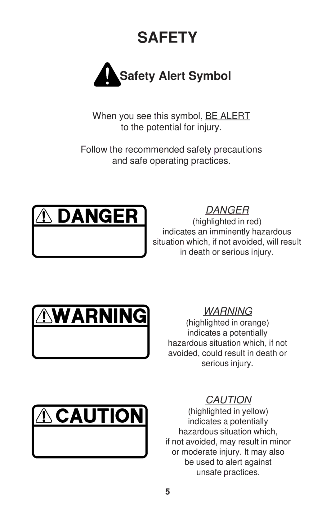 Dixon ZTR 34, ZTR 44, ZTR 34 manual Safety Alert Symbol 