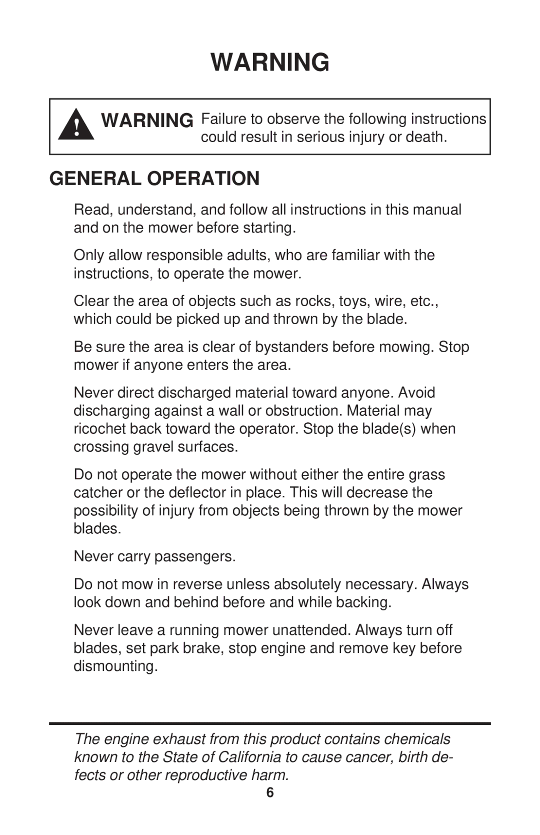 Dixon ZTR 34, ZTR 44, ZTR 34 manual General Operation 