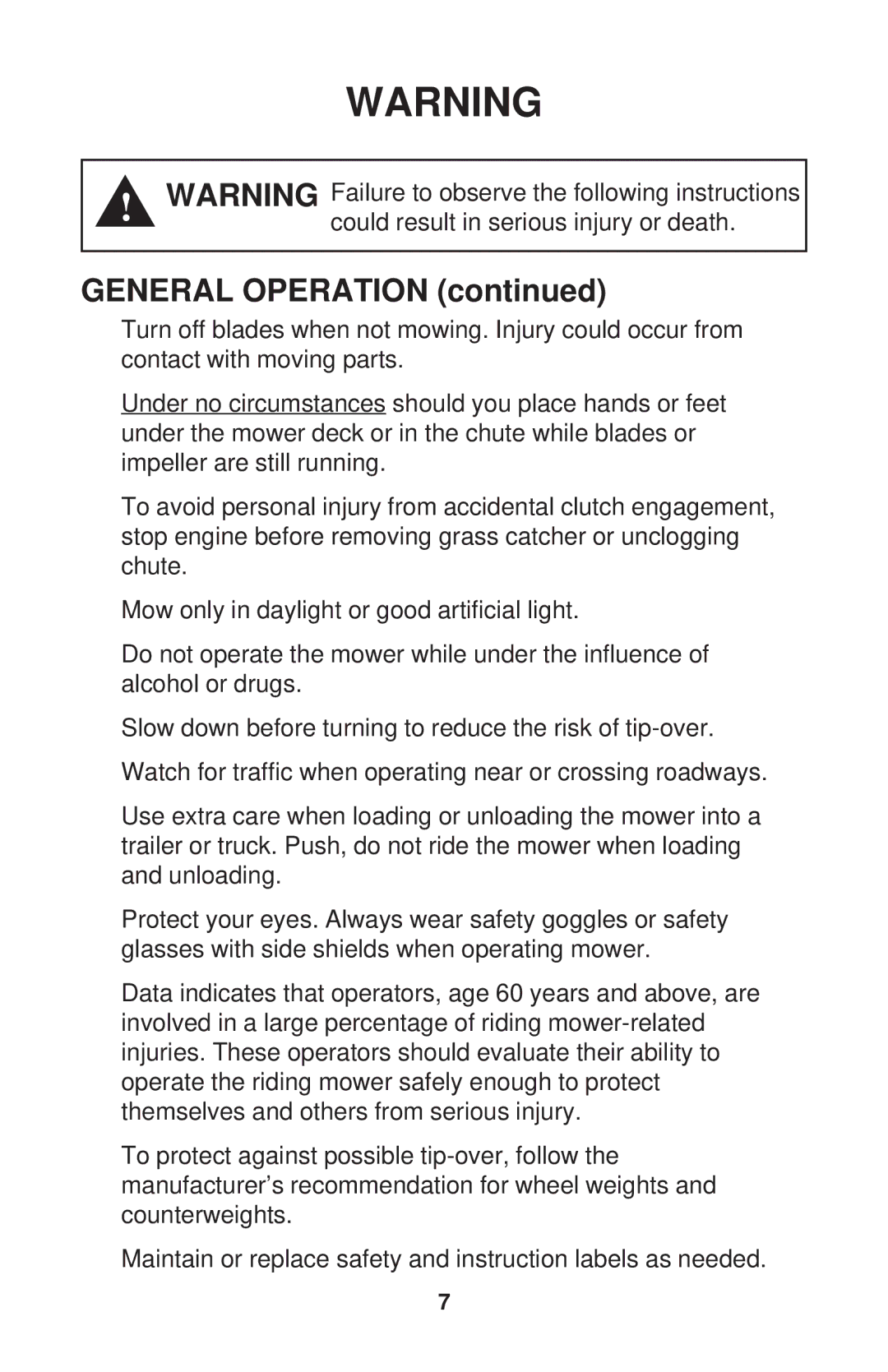 Dixon ZTR 34, ZTR 44, ZTR 34 manual General Operation 