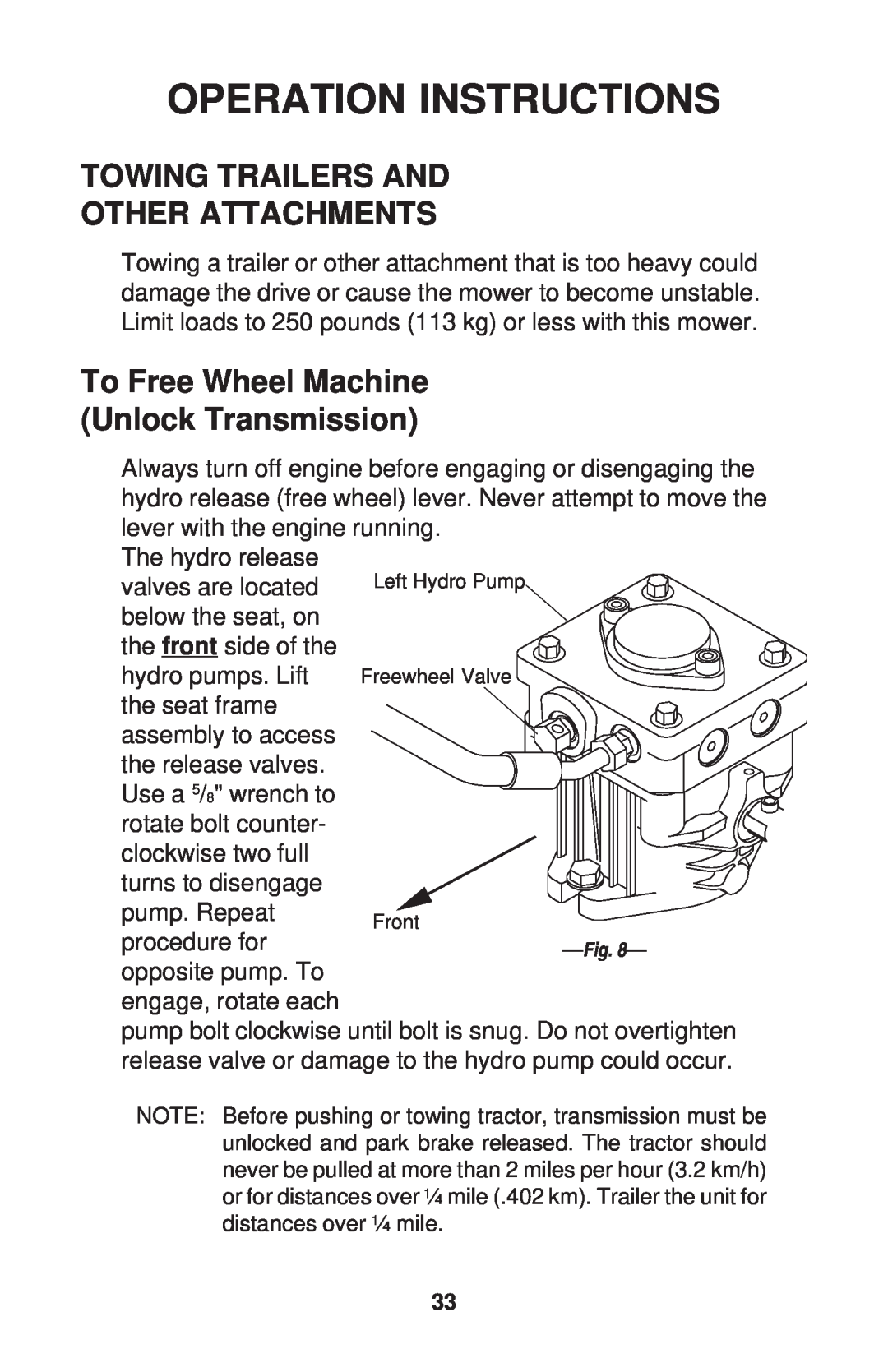 Dixon ZTR 34, ZTR 44, ZTR 34 manual Towing Trailers And Other Attachments, To Free Wheel Machine Unlock Transmission 