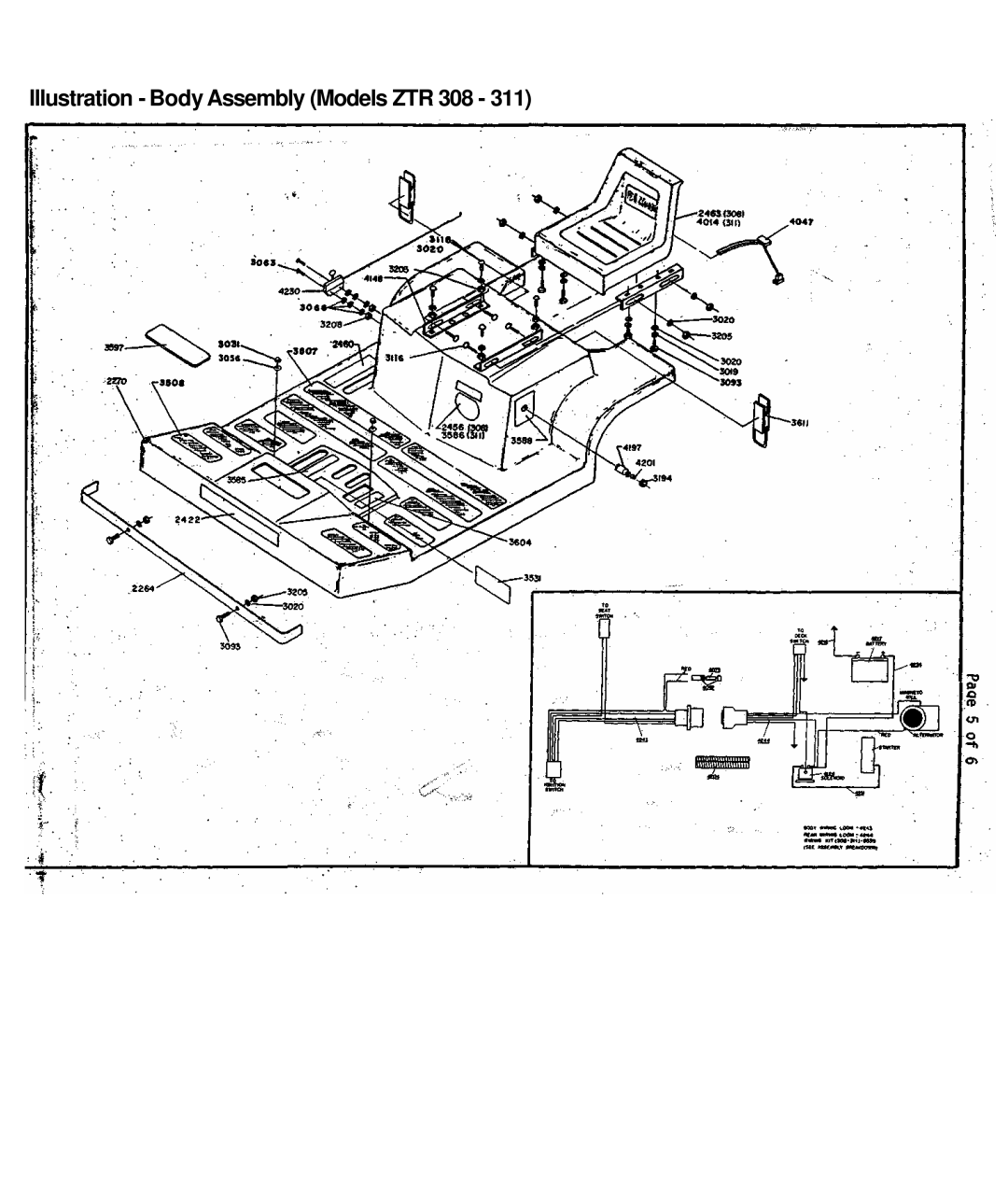 Dixon ZTR 3II brochure Illustration Body Assembly Models ZTR 308 