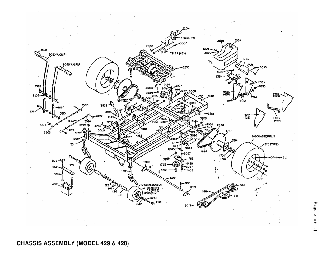 Dixon ZTR 428, ZTR 429 brochure Chassis Assembly Model 429 