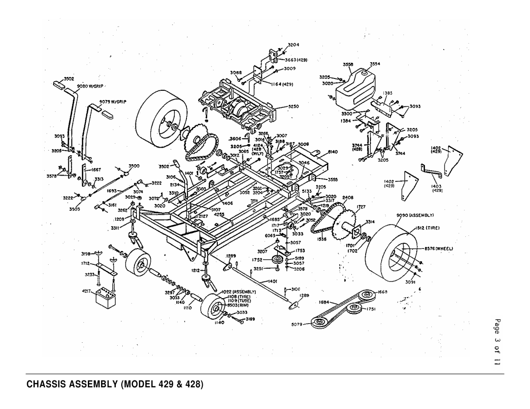 Dixon ZTR 428, ZTR 429 brochure Chassis Assembly Model 