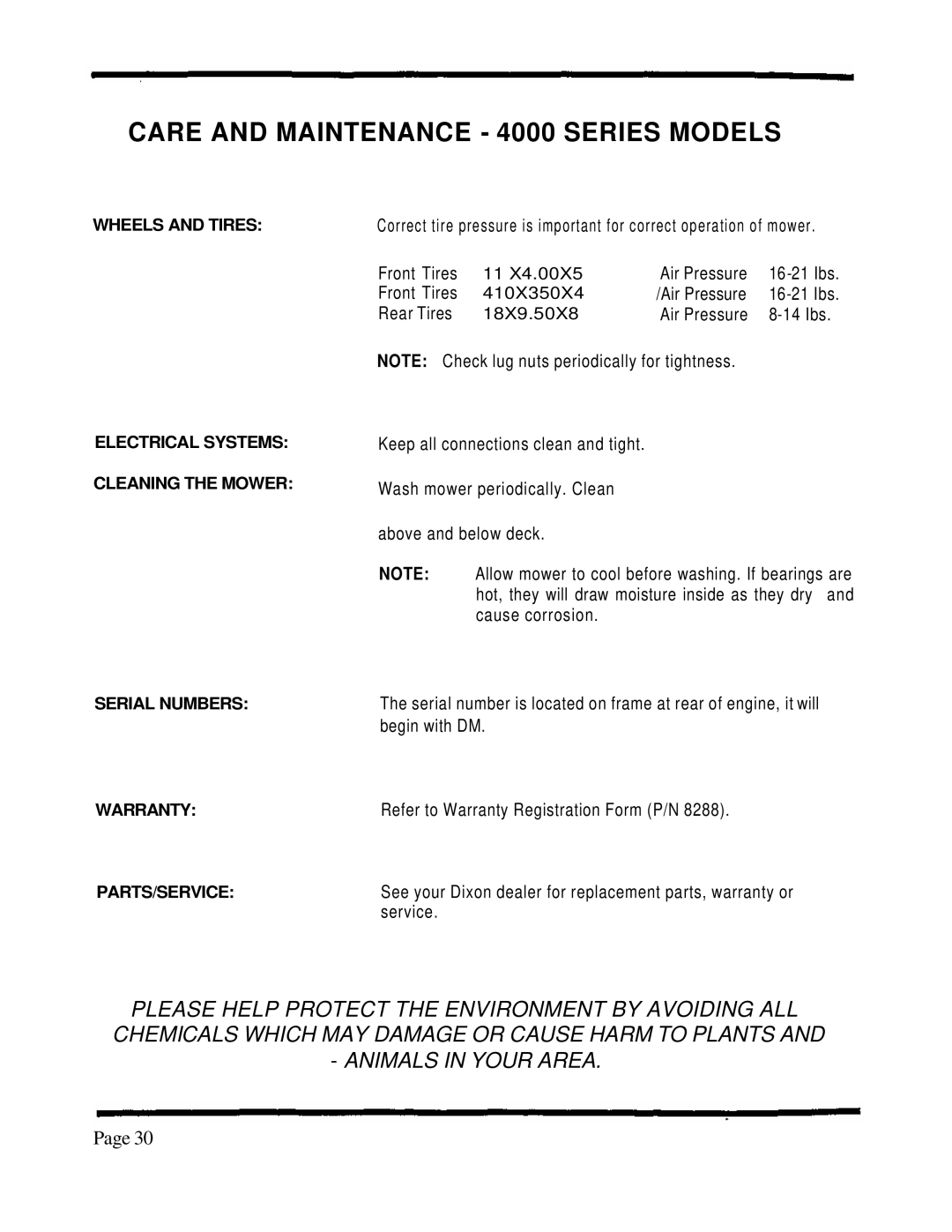 Dixon ZTR 4424 manual Service 