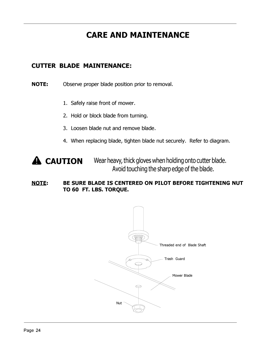 Dixon ZTR 4426, 8950-598 manual Cutter Blade Maintenance 