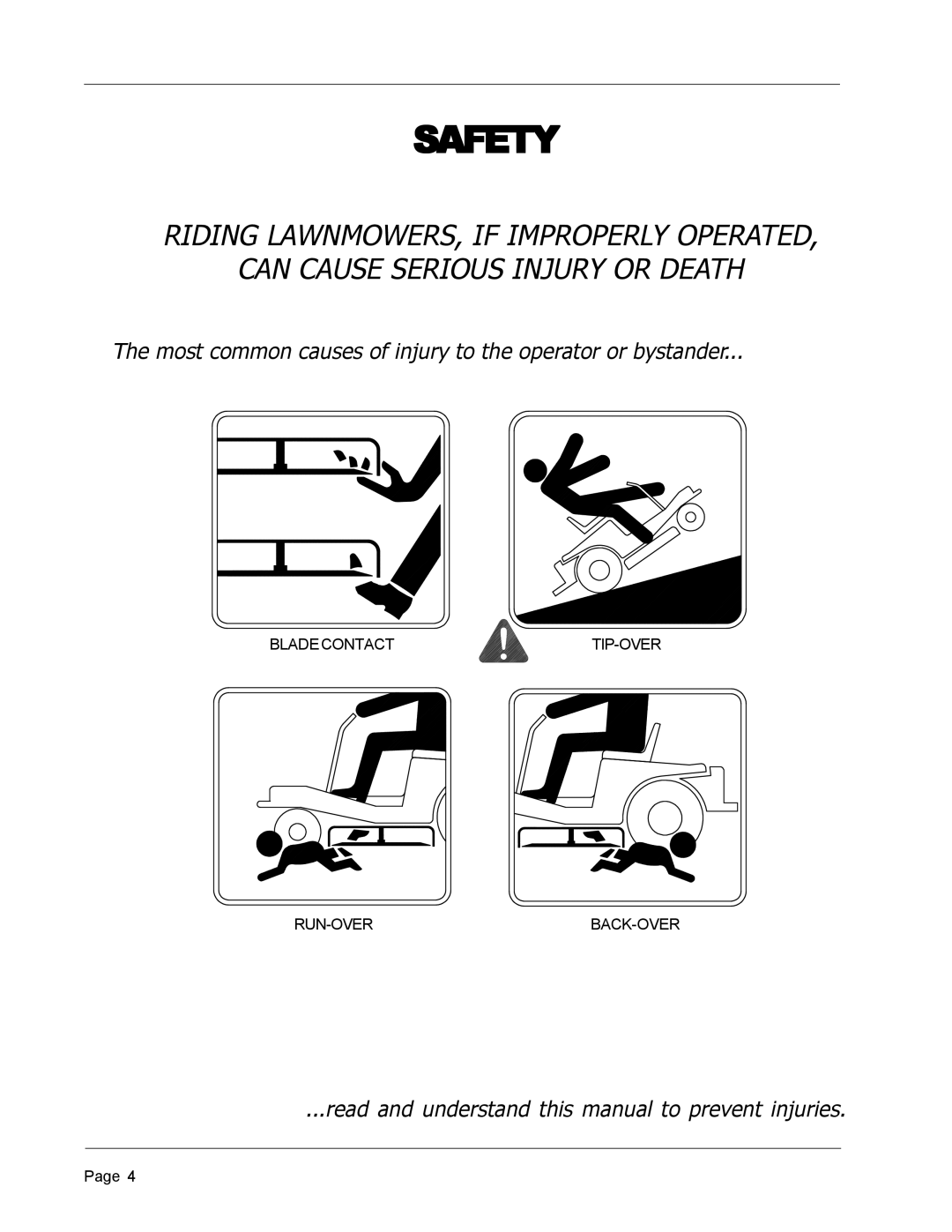 Dixon ZTR 4426, 8950-598 manual Safety 