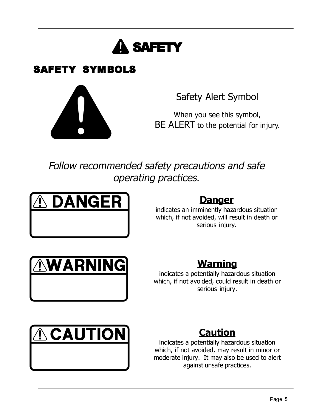 Dixon 8950-598, ZTR 4426 manual Safety Symbols 