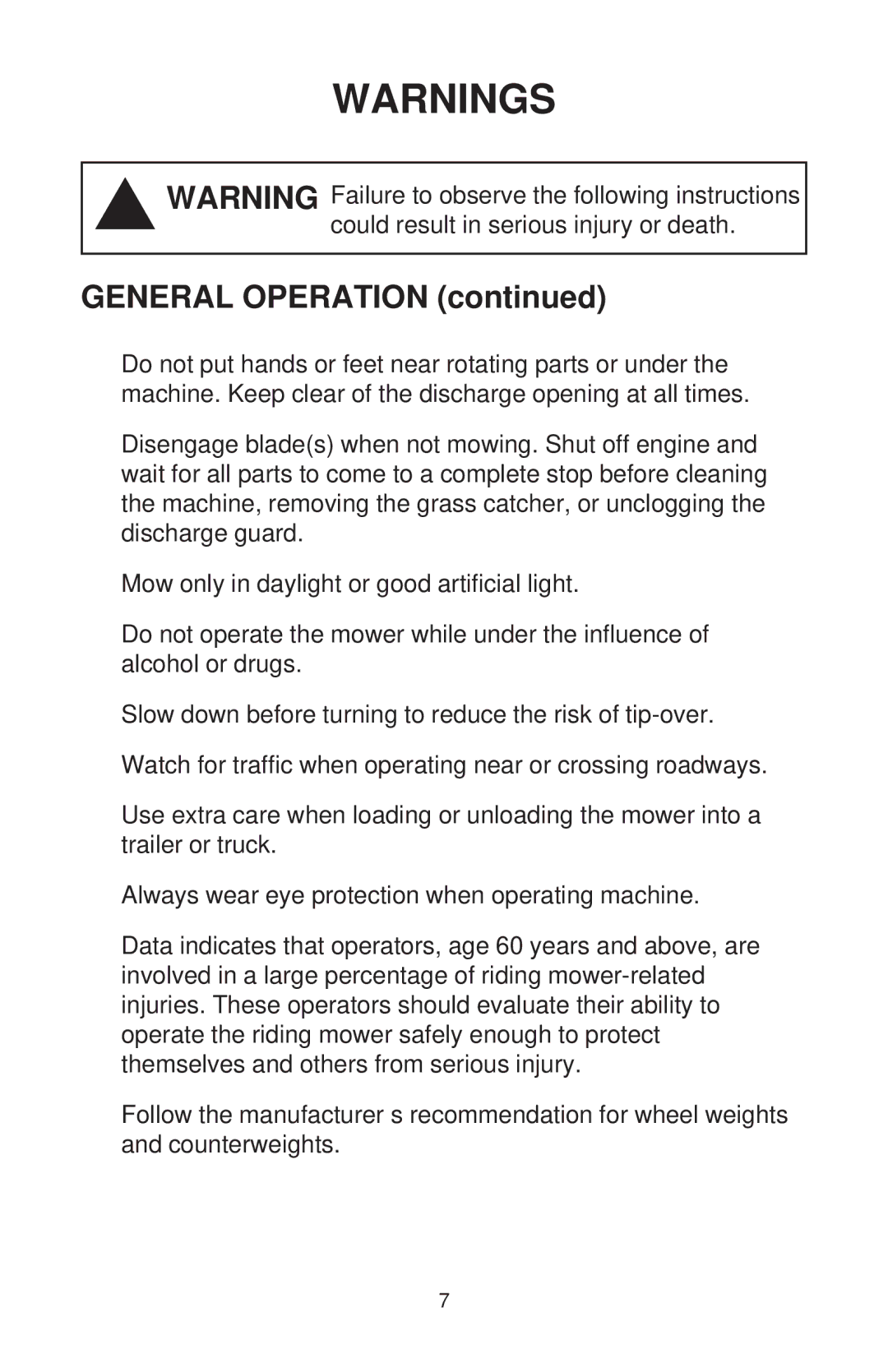 Dixon ZTR 44/968999538 manual General Operation 