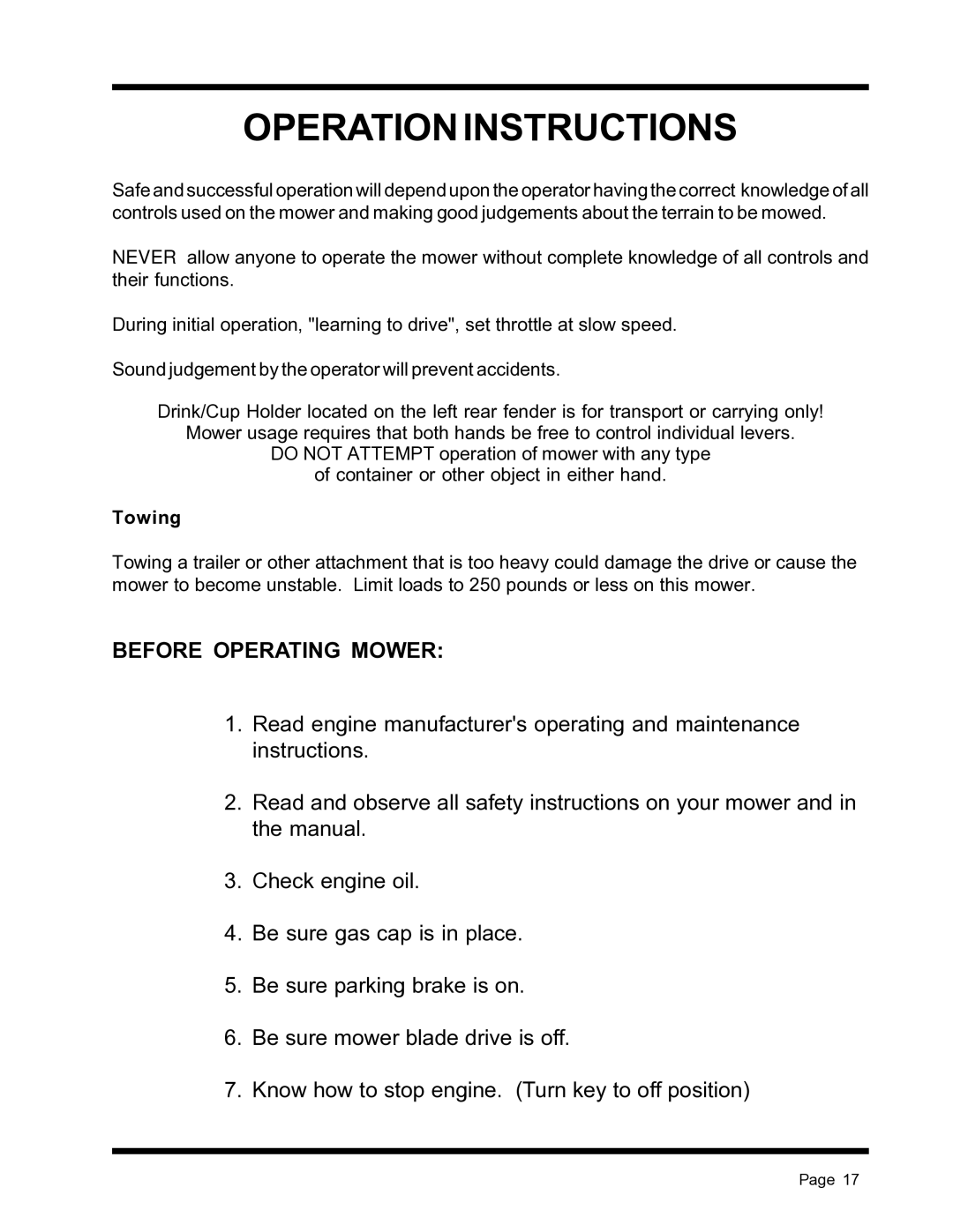 Dixon ZTR 4516K, ZTR 4515B manual Operation Instructions, Before Operating Mower 